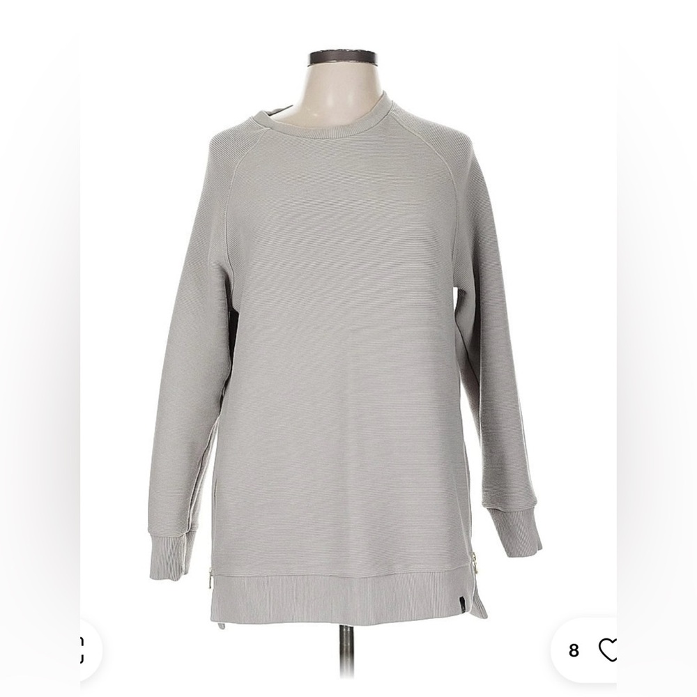 Varley Gray Crewneck Sweater with Subtle Side zips